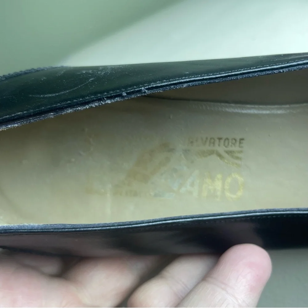 Vintage Salvatore Ferragamo Genuine Black leather heels Size 9 AAAA - Picture 7 of 16